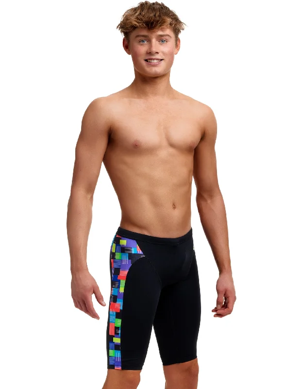 Men's trunks with a wide elastic waistbandBoys Chip Set Swim Training Jammer - Black/Multi Men's trunks with a wide elastic waistbandBoys Chip Set Swim Training Jammer - Black/Multi