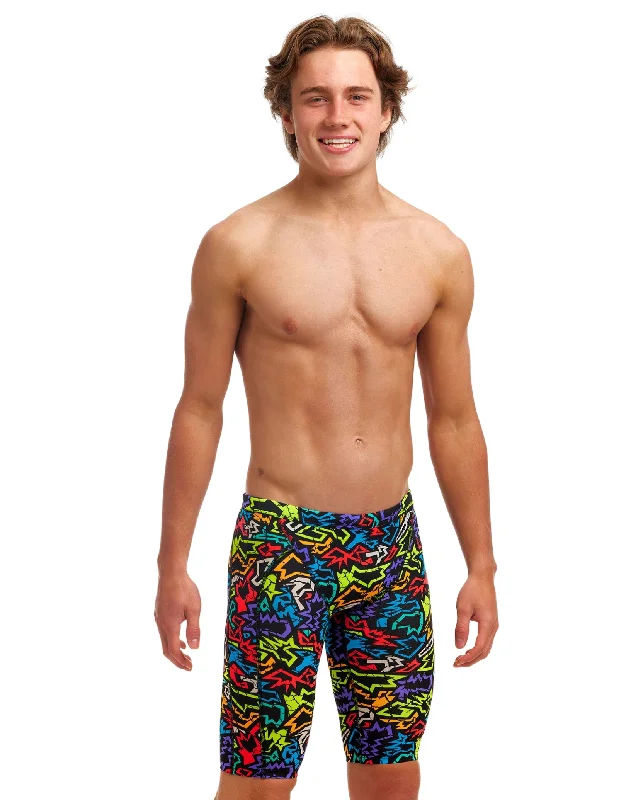 Low - rise men's trunks for a trendy lookBoys Funk Me Training Swim Jammer - Black/Multi Low - rise men's trunks for a trendy lookBoys Funk Me Training Swim Jammer - Black/Multi