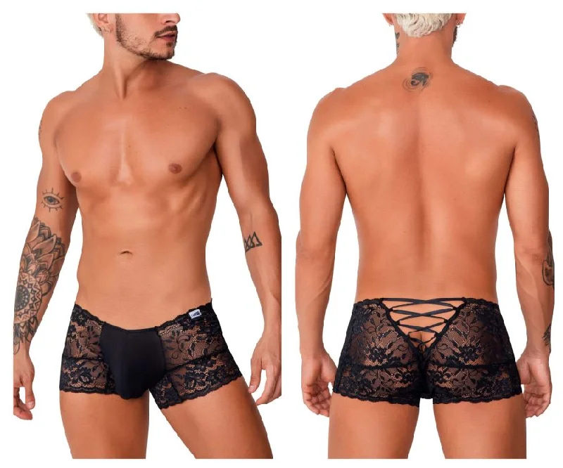 Tag - less men's boxer briefs to prevent irritationCandyMan 99745 Lace Trunks Color Black Tag - less men's boxer briefs to prevent irritationCandyMan 99745 Lace Trunks Color Black
