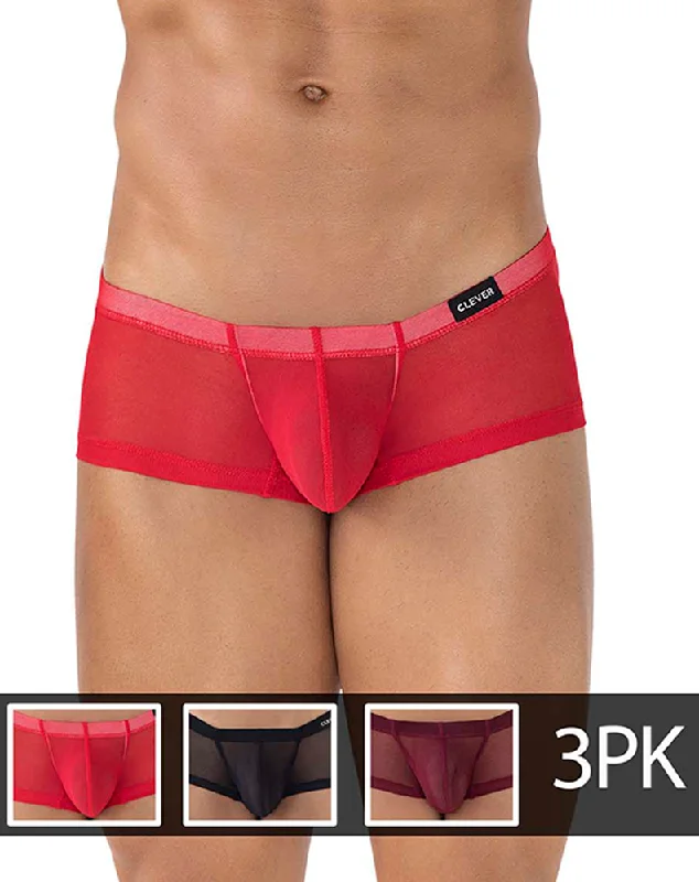 Breathable men's trunks for all - day wearClever 229937 3pk Australian Latin Trunks Red-black-grape Breathable men's trunks for all - day wearClever 229937 3pk Australian Latin Trunks Red-black-grape