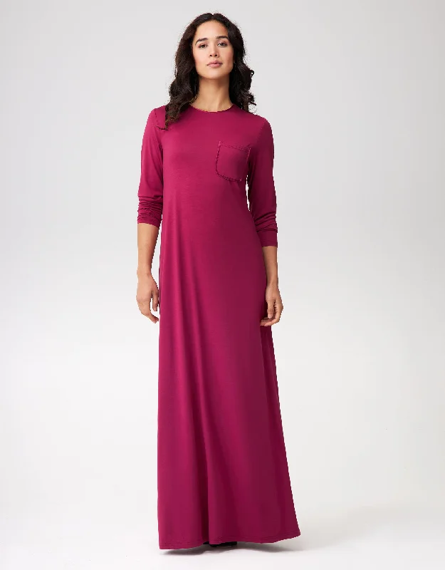Tie - waist men's robes for a customizable fitSatin Trimmed Nightgown with Pocket New Wine