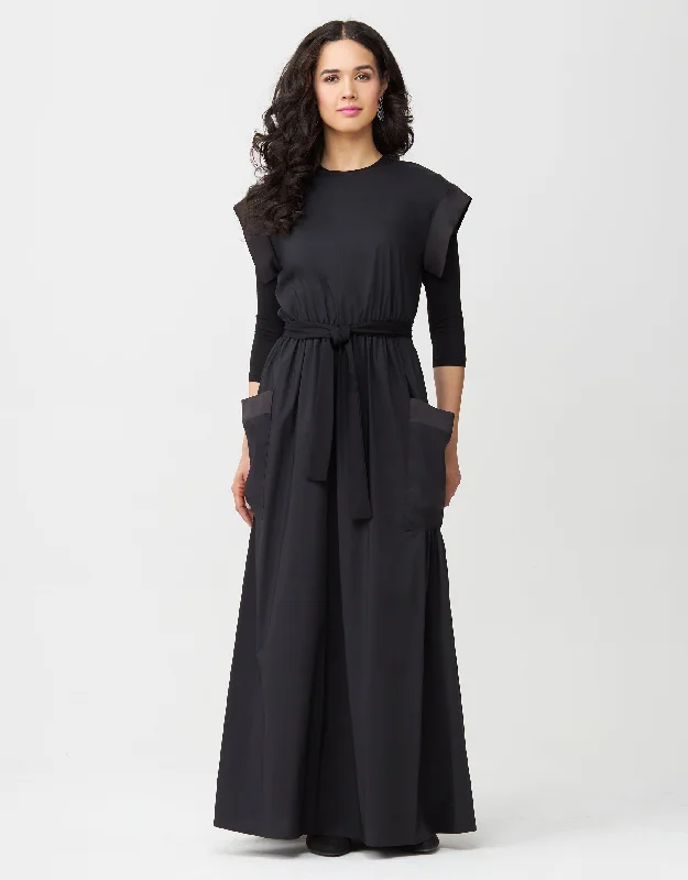 Short - style men's robes for a modern lookCotton Poplin Elastic Waist Pocket Jumper with Satin Trim