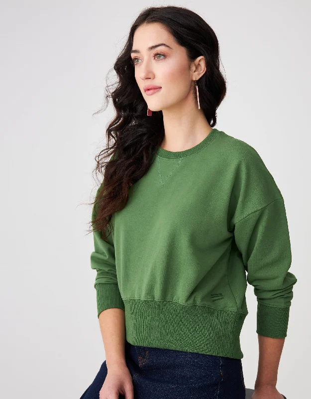 Embroidered men's robes for a touch of eleganceFrench Terry Traditional Sweatshirt Ivy Green