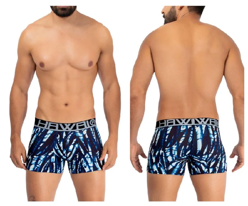 Compression men's boxer briefs for muscle supportHAWAI 42172 Printed Microfiber Trunks Color Dark Blue Compression men's boxer briefs for muscle supportHAWAI 42172 Printed Microfiber Trunks Color Dark Blue