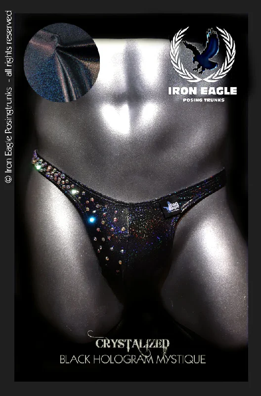 Men's trunks with a contoured pouch designCrystallised Black Hologram Mystique