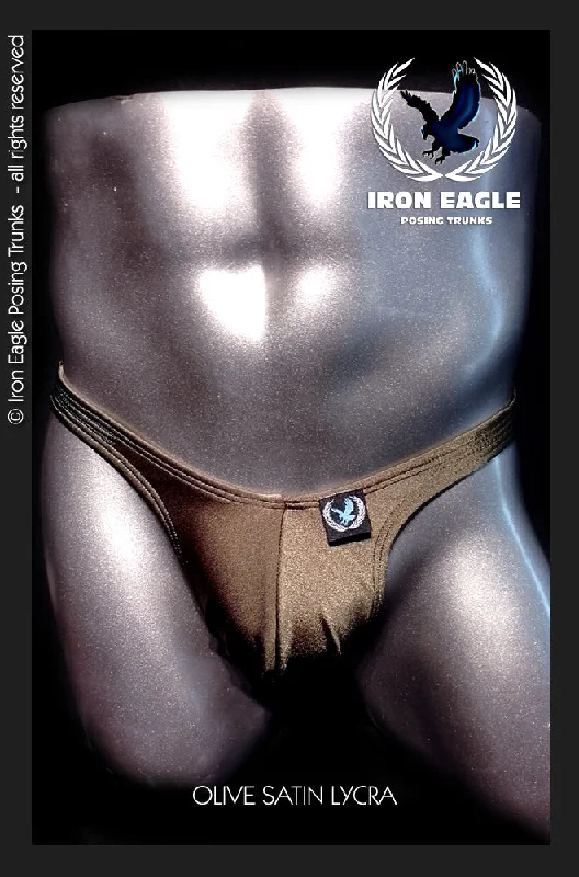 Men's trunks with a reinforced crotch areaOlive Satin Lycra