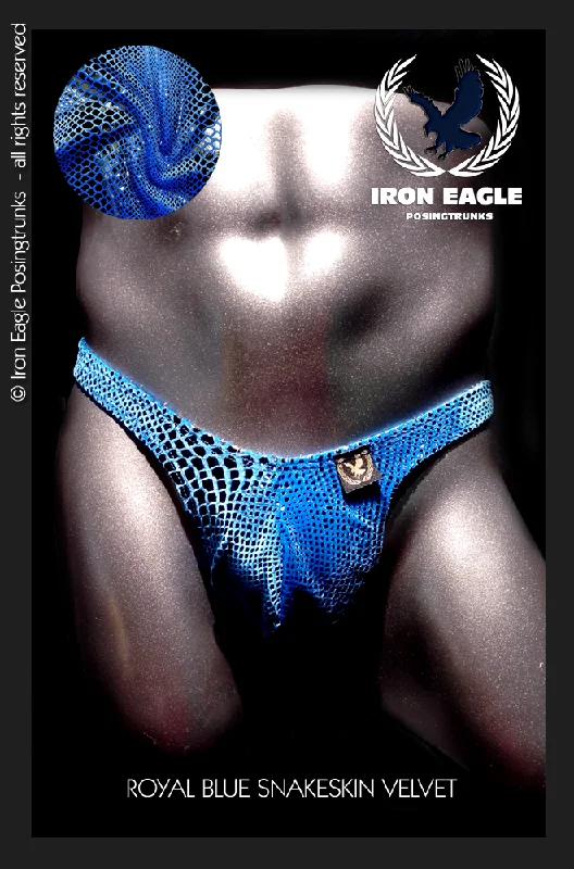 Stretch - lycra men's trunks for flexibilityRoyal Blue Snakeskin Velvet