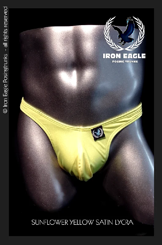 Organic men's trunks for an eco - conscious optionSunflower Yellow Satin Lycra