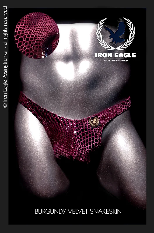 Men's trunks with a wide elastic waistbandVelvet Snakeskin Burgundy