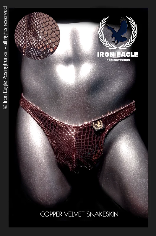 Athletic - grade men's trunks for sportsVelvet Snakeskin Copper