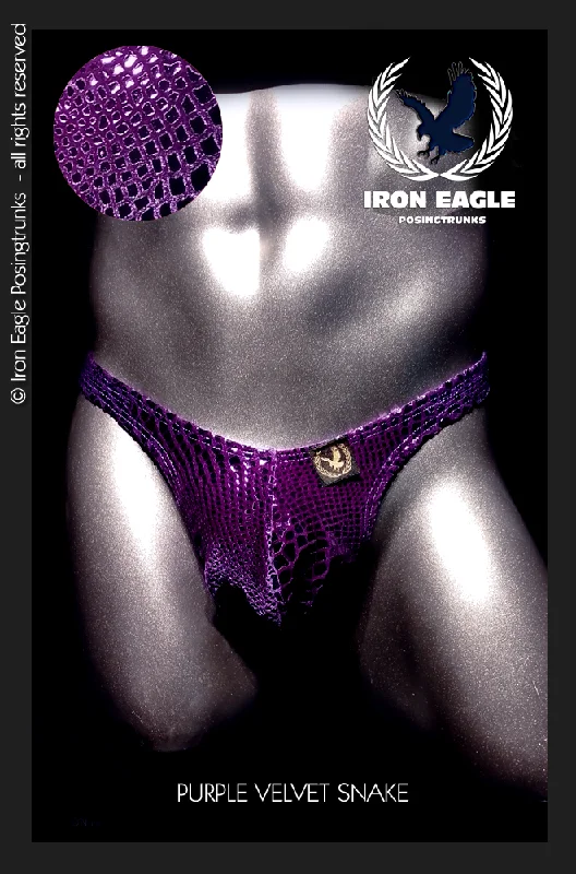 Stretch - lycra men's trunks for flexibilityPurple Velvet Snakeskin