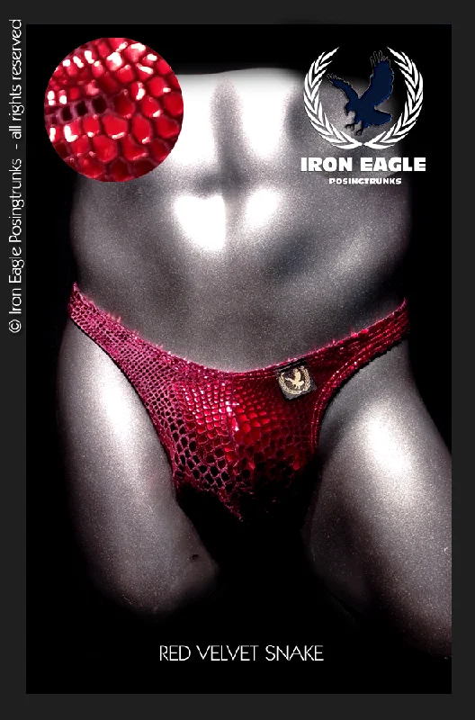 Men's trunks with a wide elastic waistbandRed Velvet Snakeskin