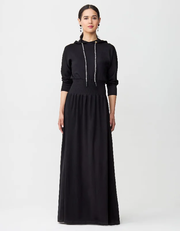 Embroidered men's robes for a touch of eleganceJersey Hoodie Robe with Ribbed Midriff and Contrast Cord