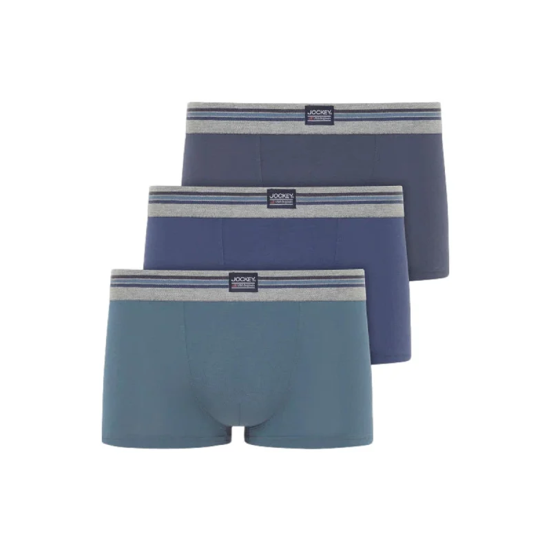Low - rise men's trunks for a trendy lookJockey Cotton Stretch Short Trunk 3 Pack - Blue Mix Low - rise men's trunks for a trendy lookJockey Cotton Stretch Short Trunk 3 Pack - Blue Mix