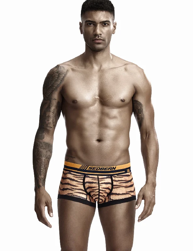 High - rise men's boxer briefs for extra supportTiger Pattern Boxer Brief 90226