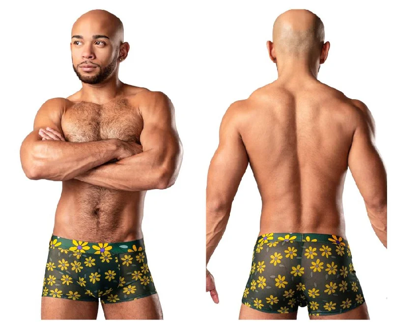 High - rise men's boxer briefs for extra supportMale Power 145-285 Petal Power Pouch Short Color Daisy Print
