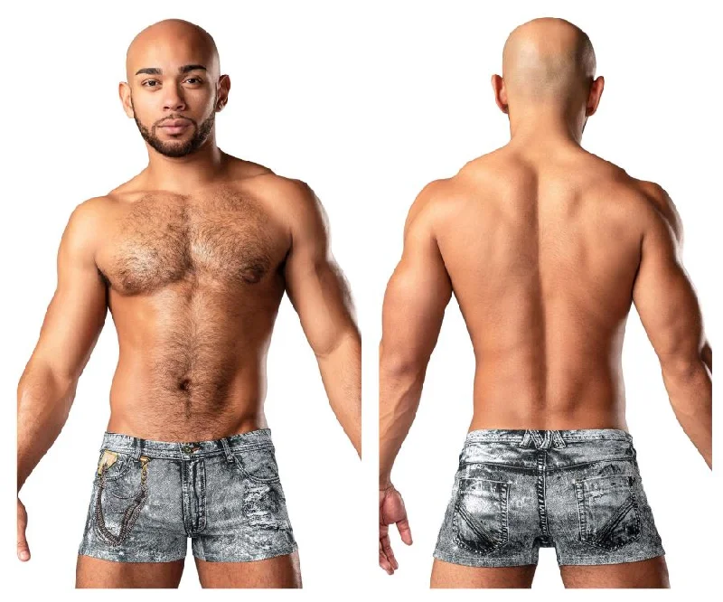Patterned men's boxer briefs, such as stripes or checksMale Power 145-286 Dirty Denim Mini Short Color Denim Print Patterned men's boxer briefs, such as stripes or checksMale Power 145-286 Dirty Denim Mini Short Color Denim Print