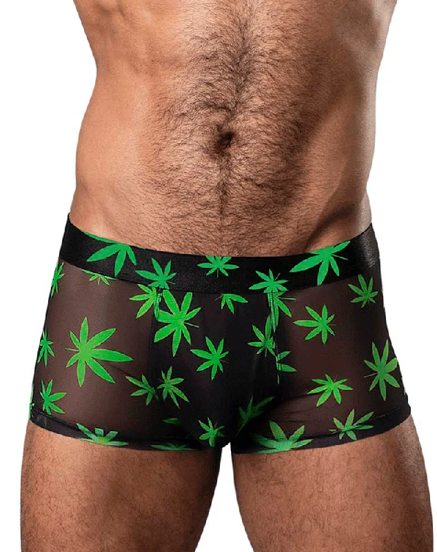 Printed men's trunks with eye - catching motifsMale Power 145-294 Hazy Dayz Pouch Short Pot Leaf