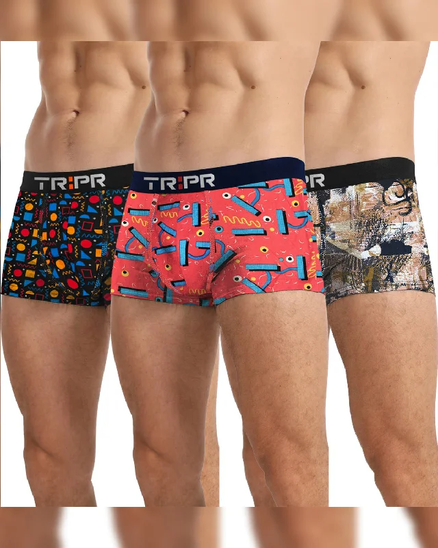 Men's trunks with a wide elastic waistband(Pack Of 3) Mens Multicolor Printed Trunks Men's trunks with a wide elastic waistband(Pack Of 3) Mens Multicolor Printed Trunks