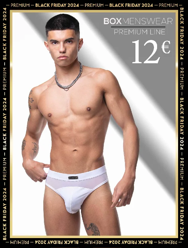 Cotton - blend men's briefs for added stretchMens Curved Mesh Briefs - White