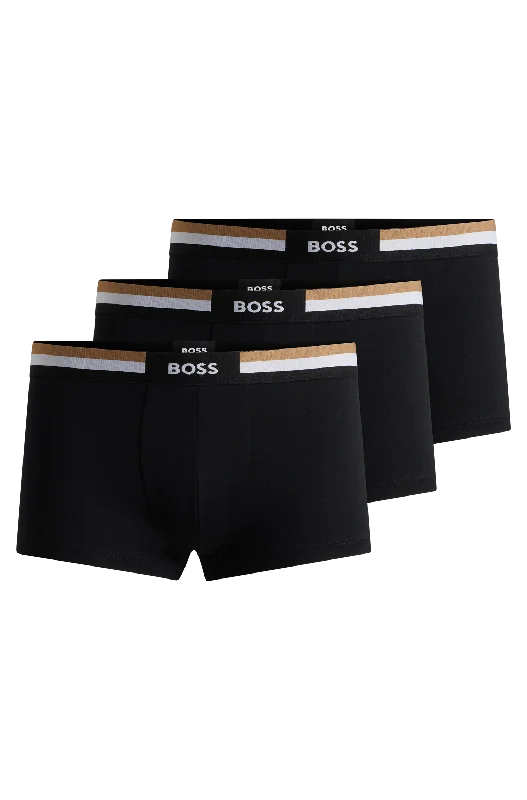 Organic men's trunks for an eco - conscious optionBOSS Men's Motion 3 Pack Trunks - Black Organic men's trunks for an eco - conscious optionBOSS Men's Motion 3 Pack Trunks - Black