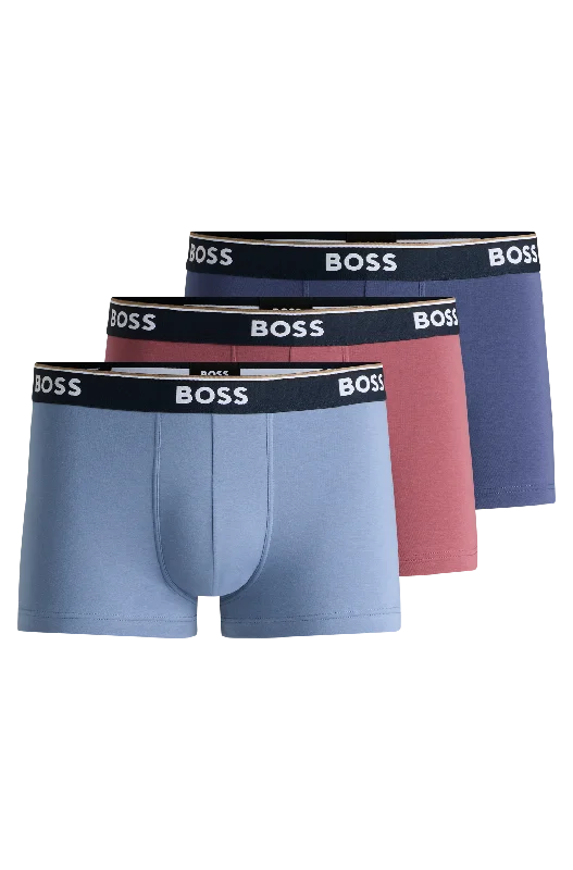 Patterned men's trunks, like camo or dotsBOSS Men's Power 3 Pack Trunk - Blue Mix