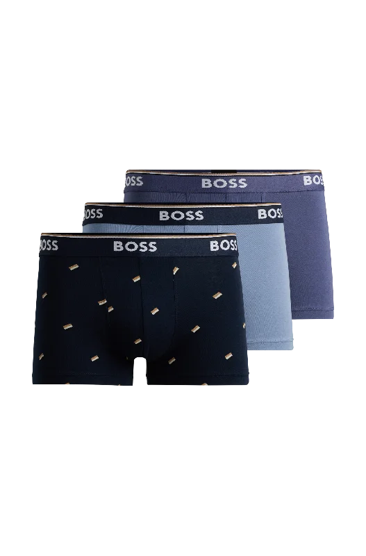 Designer men's trunks with a fashionable edgeBOSS Men's Power 3 Pack Trunks - Blues