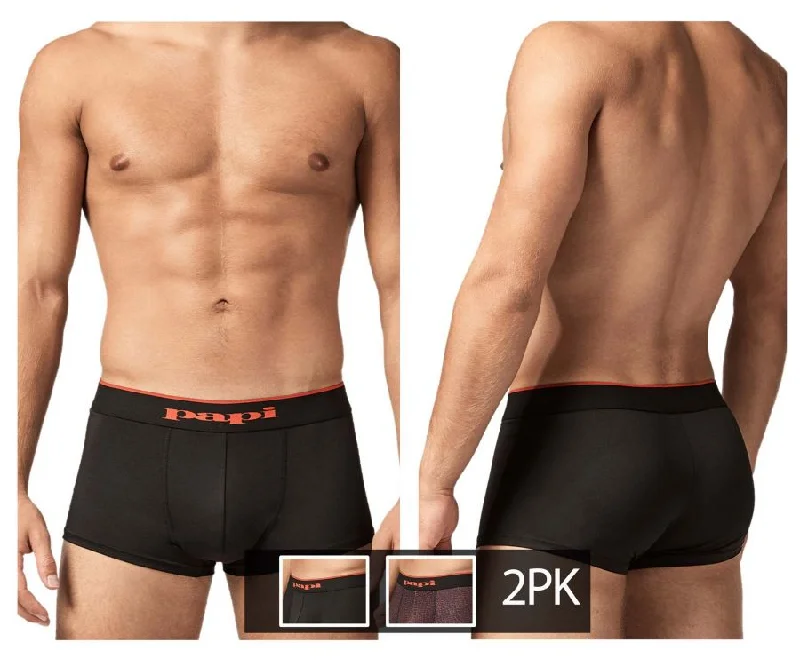 Solid - color men's boxer briefs in classic huesPapi UMPA048 2PK Microflex Brazilian Trunks Color Red-Leopard Solid - color men's boxer briefs in classic huesPapi UMPA048 2PK Microflex Brazilian Trunks Color Red-Leopard