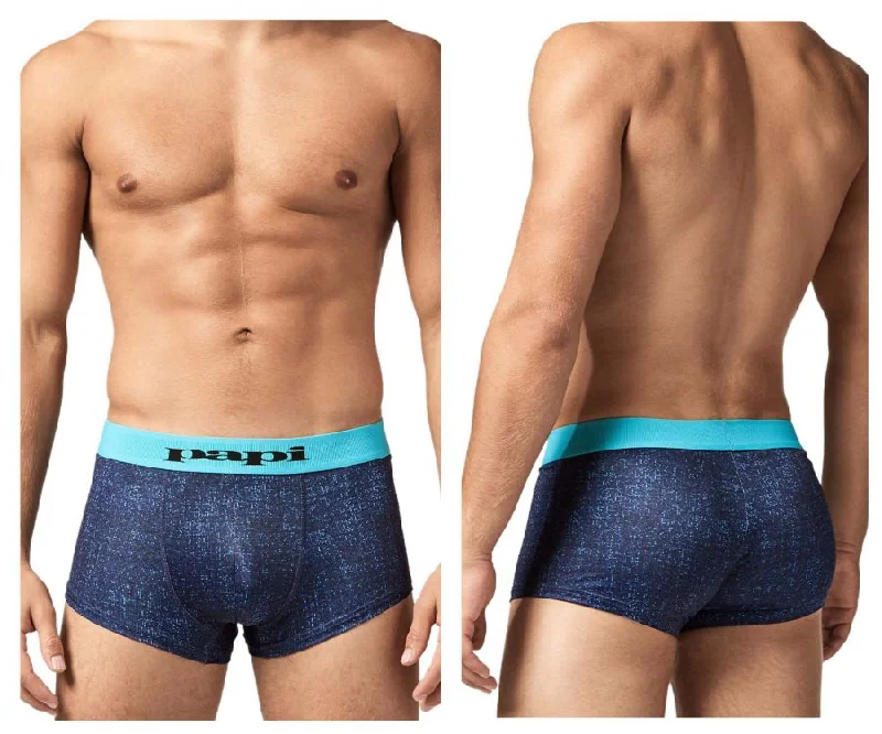 Low - rise men's boxer briefs for a modern silhouettePapi UMPA050 Fashion Microflex Brazilian Trunks Color Blue Pixel Print Low - rise men's boxer briefs for a modern silhouettePapi UMPA050 Fashion Microflex Brazilian Trunks Color Blue Pixel Print
