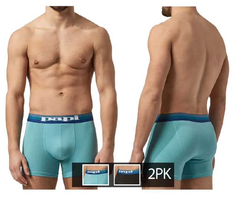Solid - color men's boxer briefs in classic huesPapi UMPA088 2PK Microflex Brazilian Boxer Briefs Color Turquoise-Black Solid - color men's boxer briefs in classic huesPapi UMPA088 2PK Microflex Brazilian Boxer Briefs Color Turquoise-Black