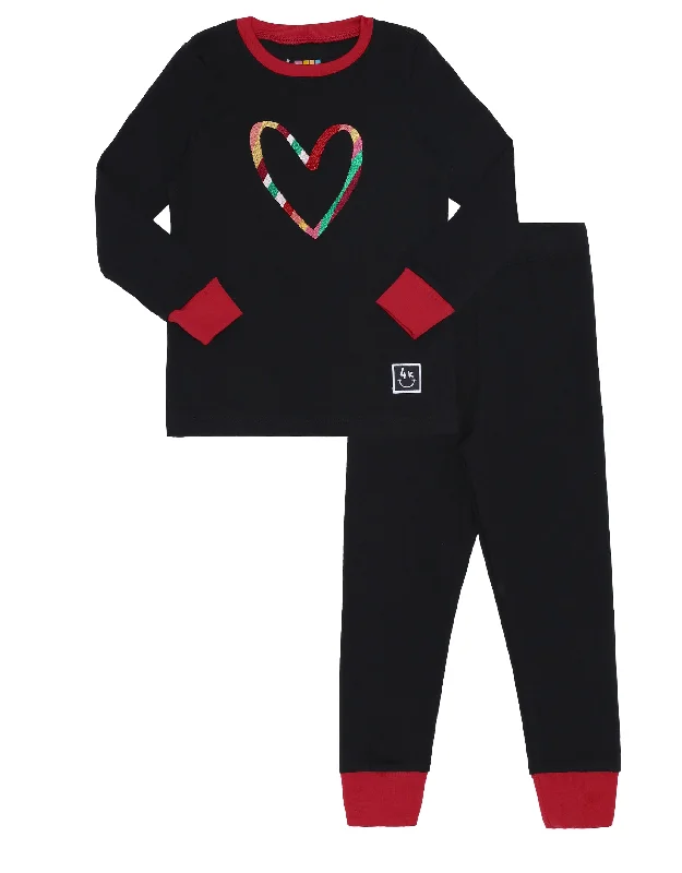 Loungewear - style men's robes for casual daysPima Cotton Artsy Hearts Kids Pajamas Legging Playwear Set Black