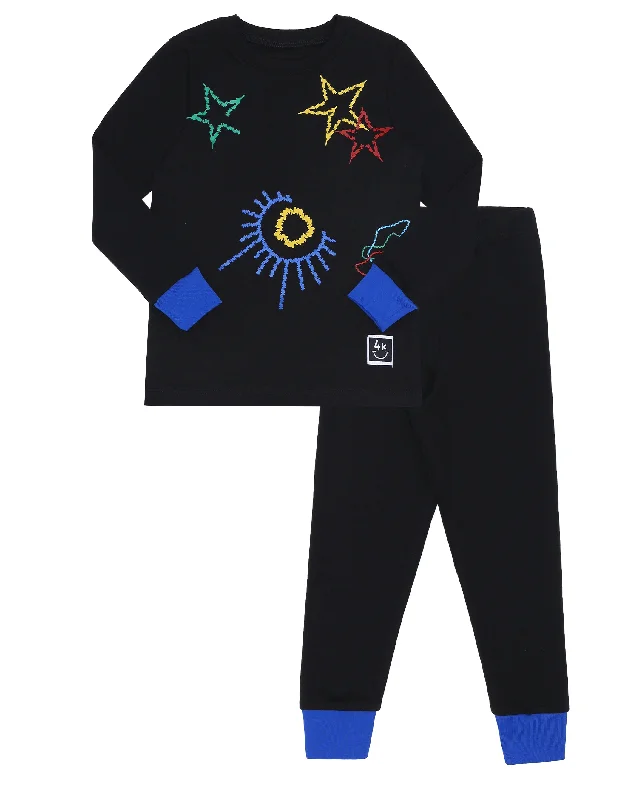Men's robes with a hidden button closurePima Cotton Fuzzy Galaxy Kids Pajamas Legging Playwear Set Black