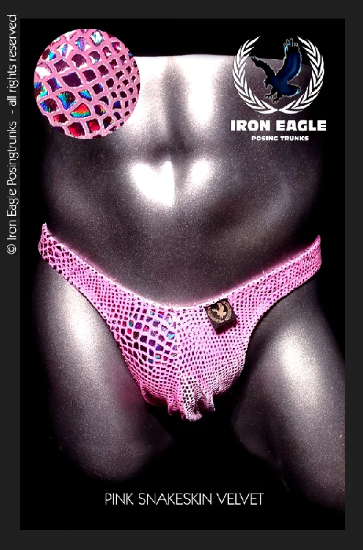 Men's trunks with a contoured pouch designPink Velvet Snakeskin