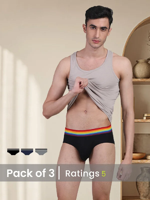 Low - cut men's briefs for a discreet appearancePride Edition - Men's Anti-Bacterial Micro Modal Brief (Pack of 3) Low - cut men's briefs for a discreet appearancePride Edition - Men's Anti-Bacterial Micro Modal Brief (Pack of 3)