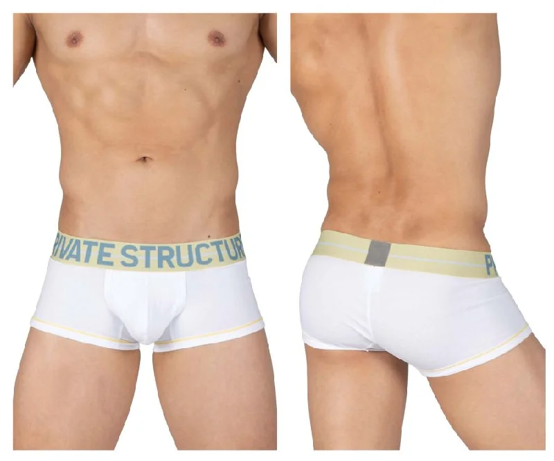 Patterned men's boxer briefs, such as stripes or checksPrivate Structure MOUX4103 Mo Lite Mid Waist Trunks Color White