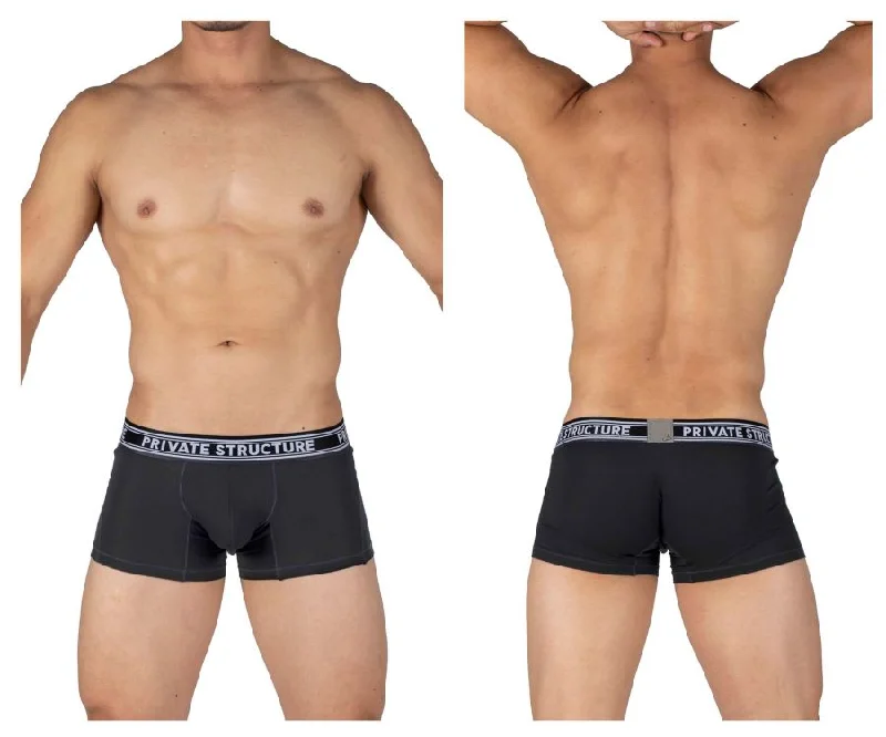 Patterned men's boxer briefs, such as stripes or checksPrivate Structure PBUT4379 Bamboo Mid Waist Trunks Color Raven Black Patterned men's boxer briefs, such as stripes or checksPrivate Structure PBUT4379 Bamboo Mid Waist Trunks Color Raven Black