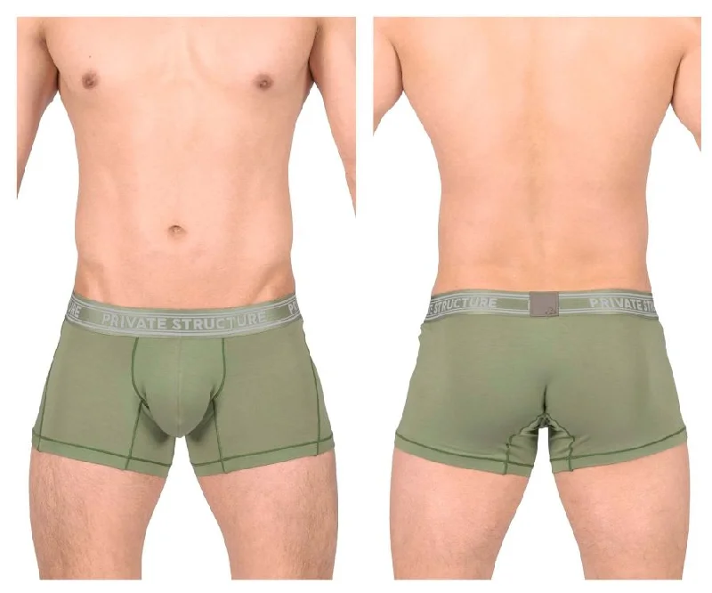 High - rise men's boxer briefs for extra supportPrivate Structure PBUT4379 Bamboo Trunks Color Olive High - rise men's boxer briefs for extra supportPrivate Structure PBUT4379 Bamboo Trunks Color Olive