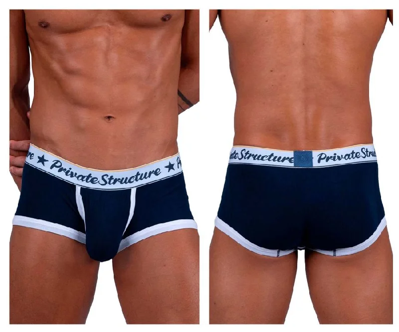 Low - rise men's boxer briefs for a modern silhouettePrivate Structure SCUS4530 Classic Mid Waist Trunks Color Navy