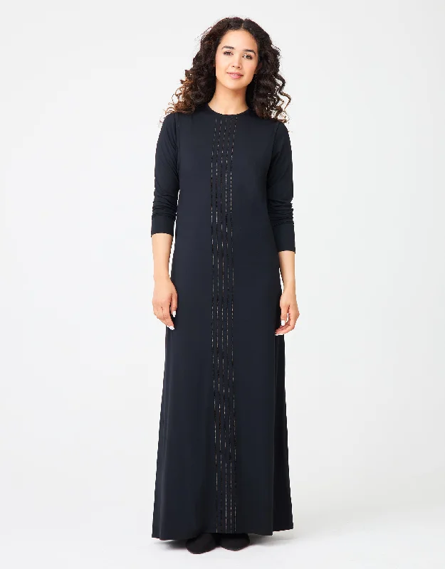 Lightweight men's robes for summer loungingPull On Layered Nursing Nightgown with Stitched Tucks Black