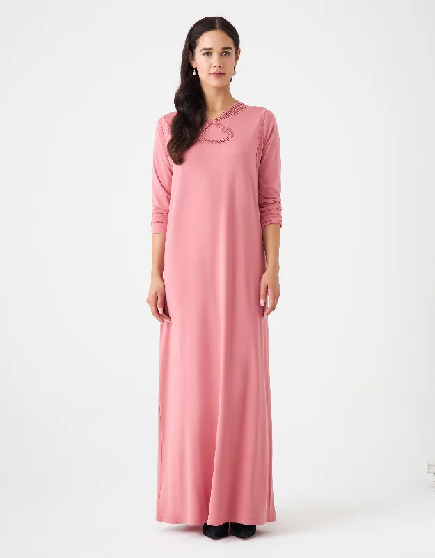 Hooded men's robes for extra warmth and comfortPull On Layered Nursing Nightgown with French Lace Pink