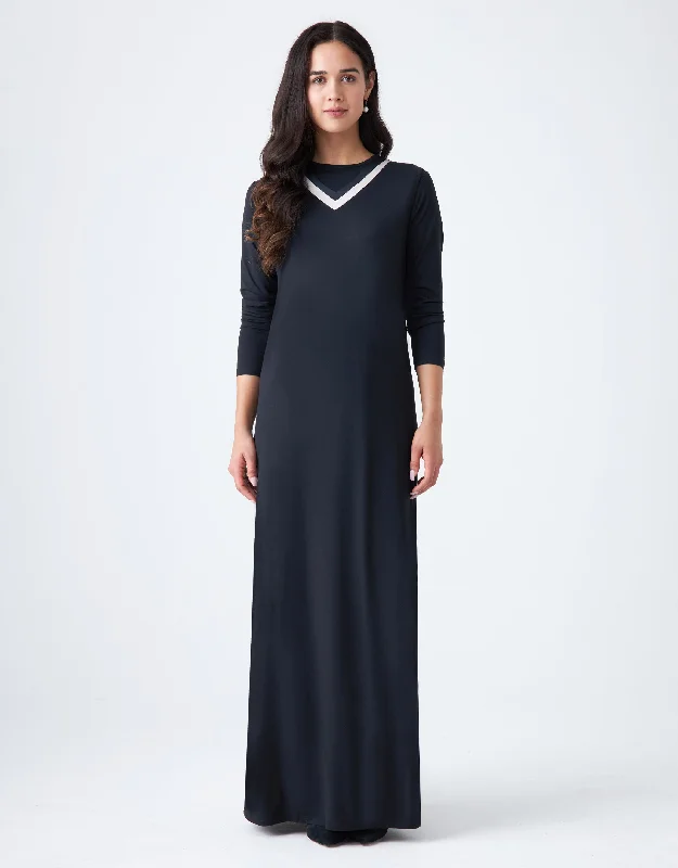 Men's robes with a satin trim for added sophisticationPull On Layered Nursing Nightgown with Satin Trimmed Vneck Black Ivory