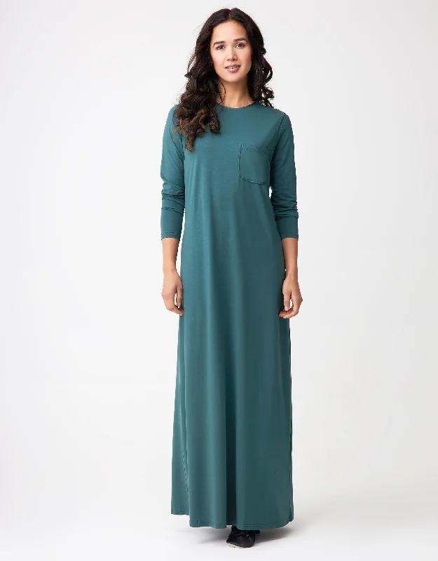 Luxury men's silk robes for a spa - like experienceSatin Trimmed Layered Nursing Nightgown with Pocket Teal Green
