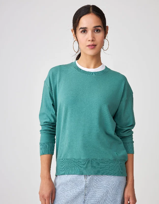Beach - themed men's robes for a vacation vibeStretch French Terry Tee Top with Back Notch and Yoke Detail Green