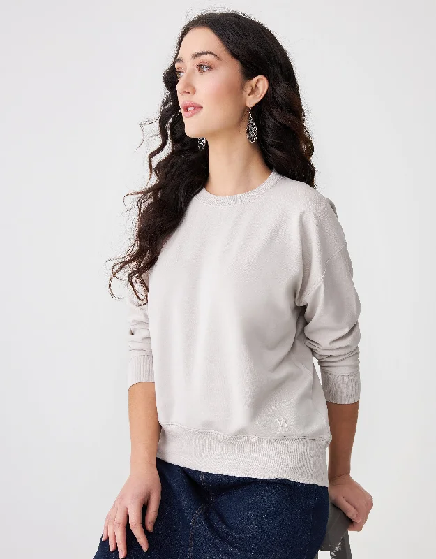 Luxury men's silk robes for a spa - like experienceStretch French Terry Tee Top with Back Notch and Yoke Detail Stone Gray