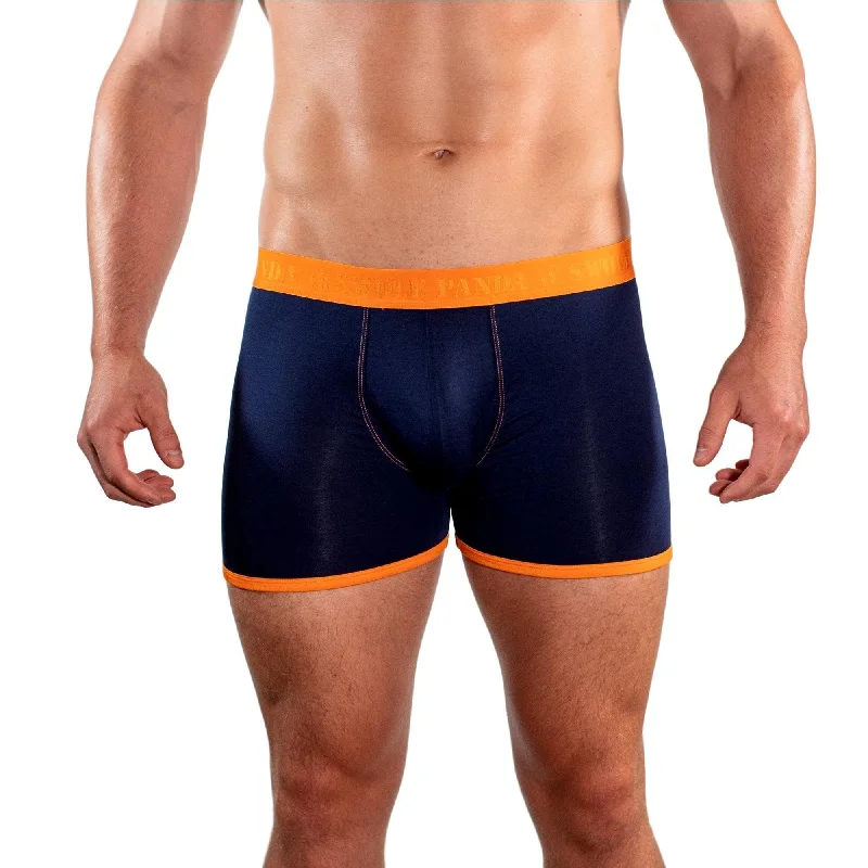 Tag - less men's trunks for irritation - free comfortSwole Panda Bamboo Boxers - Navy/Orange Band Tag - less men's trunks for irritation - free comfortSwole Panda Bamboo Boxers - Navy/Orange Band