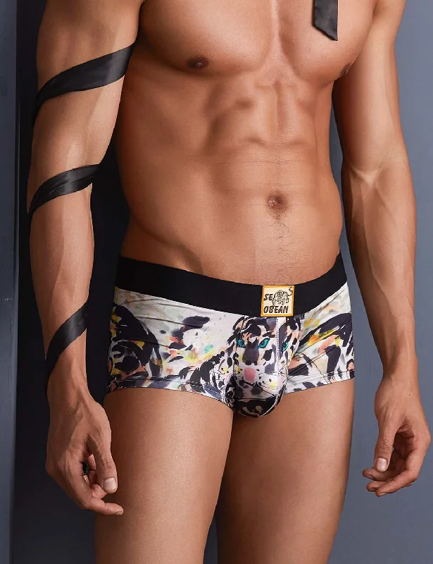 Solid - color men's boxer briefs in classic huesTiger Pattern Boxer Brief 220204