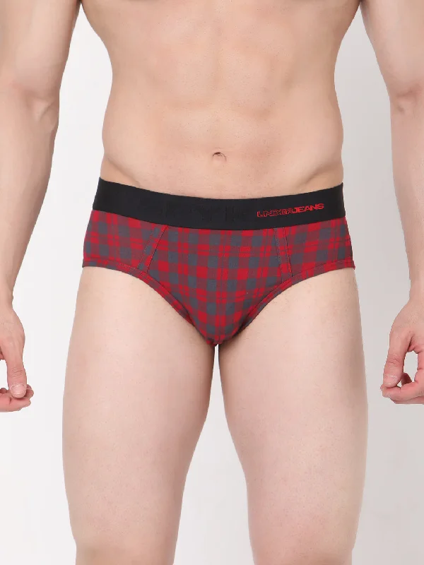 Silky men's briefs for a luxurious feelMen Premium Cotton Blend Maroon-Check Brief- Underjeans By Spykar Silky men's briefs for a luxurious feelMen Premium Cotton Blend Maroon-Check Brief- Underjeans By Spykar