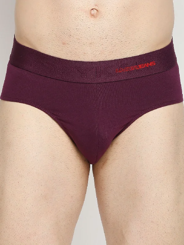 Men's briefs with a lace trim for a touch of flairUnderjeans By Spykar Men Premium Cotton Blend Purple Brief Men's briefs with a lace trim for a touch of flairUnderjeans By Spykar Men Premium Cotton Blend Purple Brief
