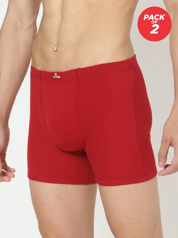 Mesh - back men's trunks for ventilationMen Premium Cotton Blend Maroon Trunk - (Pack Of 2)- Underjeans By Spykar