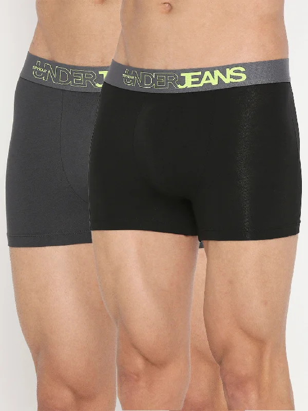 Stretch - lycra men's trunks for flexibilityMen Premium Cotton Blend Assorted Trunk Pack Of 2 - Underjeans By Spykar Stretch - lycra men's trunks for flexibilityMen Premium Cotton Blend Assorted Trunk Pack Of 2 - Underjeans By Spykar